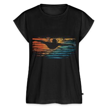Schwimmen Schwimmer Retro Vintage - Frauen Premium Bio Top - Schwarz - Vorne - AI Model Female 172 light (172cm)