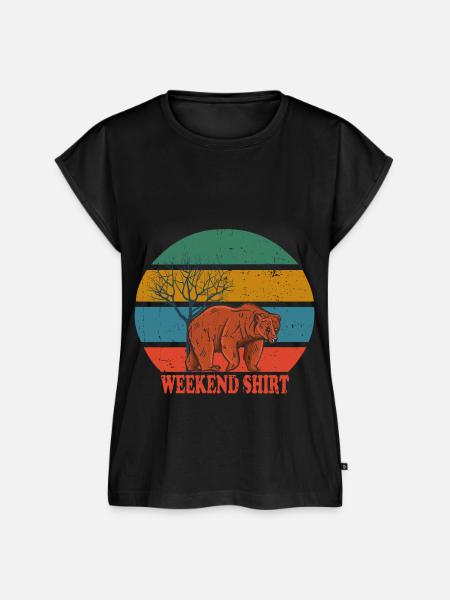 Retro Bear Weekend Shirt - Frauen Premium Bio Top - Schwarz