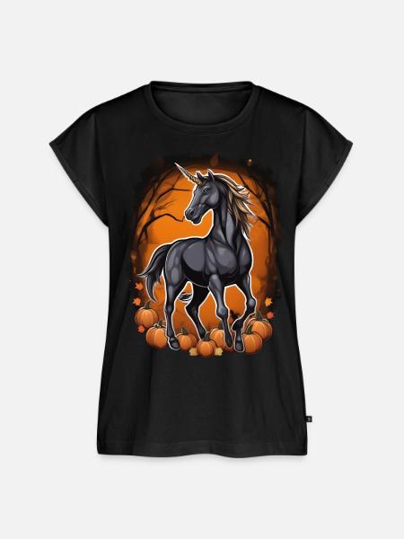 Einhorn Helloween - Frauen Premium Bio Top - Schwarz