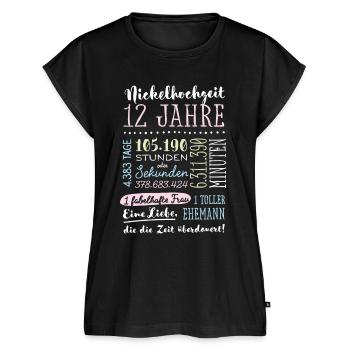 Nickelhochzeit 12 Jahre Hochzeitstag Geschenk - Frauen Premium Bio Top - Schwarz - Vorne - AI Model Female 172 light (172cm)
