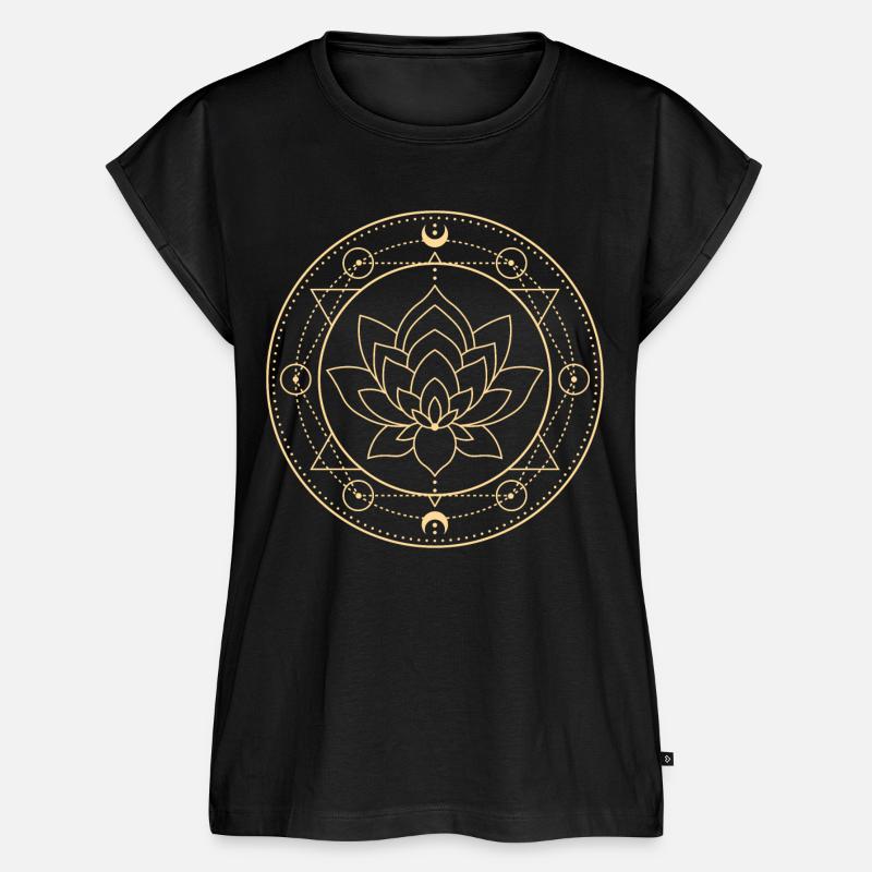Lotus Moon Sacred Geometry - Women’s Premium Organic Top - black