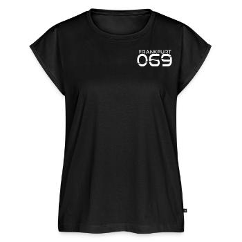 Frankfurt 069 Weiss - Frauen Premium Bio Top - Schwarz - Vorne - AI Model Female 172 light (172cm)