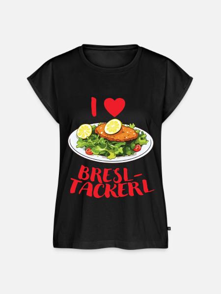 I Love Bresltackerl - hell - Frauen Premium Bio Top - Schwarz