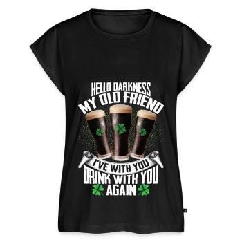 Hello Darkness My Old Friend Irish Beer Drinking - Frauen Premium Bio Top - Schwarz - Vorne - AI Model Female 172 light (172cm)