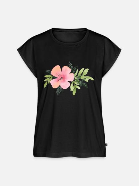 Pinke Blume - Frauen Premium Bio Top - Schwarz