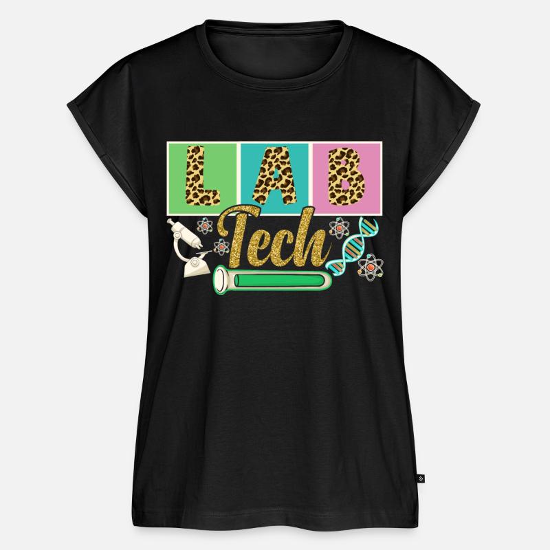 Leopard Design Funny LAB Tech Vintage For Student - Women’s Premium Organic Top - black