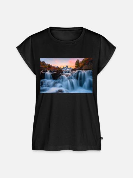 Wasserfall - Frauen Premium Bio Top - Schwarz