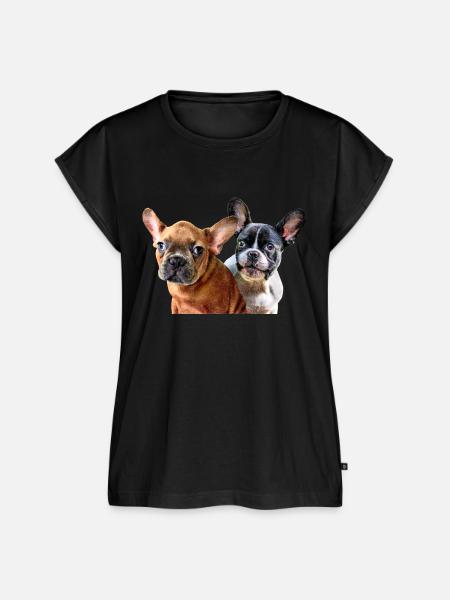 Welpen Bulldoggen - Frauen Premium Bio Top - Schwarz