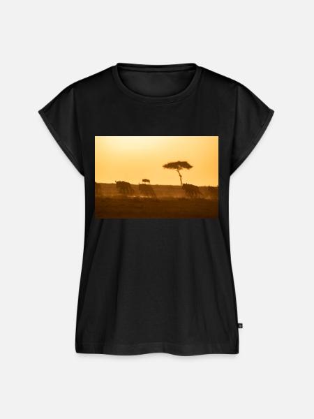 Wildebeest, Gnus D5N 8065 - Frauen Premium Bio Top - Schwarz