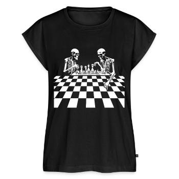 Skelett Schach spielen - Frauen Premium Bio Top - Schwarz - Vorne - AI Model Female 172 light (172cm)