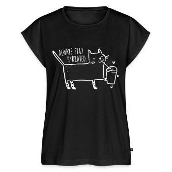 Always stay hydrated - Cat - Frauen Premium Bio Top - Schwarz - Vorne - AI Model Female 172 light (172cm)