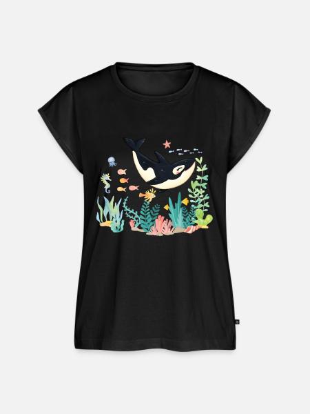 Schwertwal Meer - Frauen Premium Bio Top - Schwarz