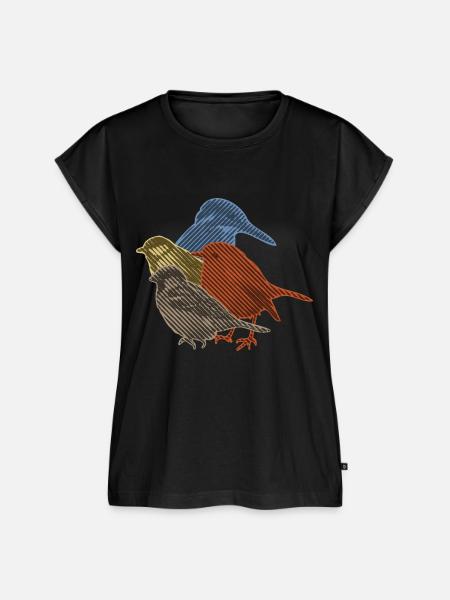 Vogel-Sammlung in Linie Kunst - Frauen Premium Bio Top - Schwarz