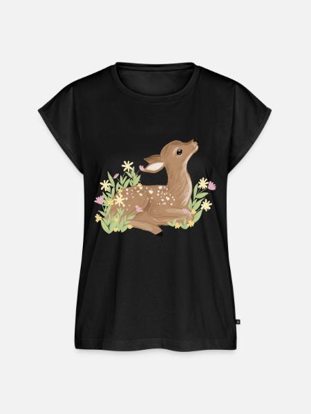 Rehkitz im Frühling - Frauen Premium Bio Top - Schwarz