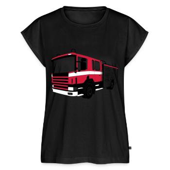 Camion de pompier - Haut bio Premium Femme - noir - Devant - AI Model Female 172 light (172cm)