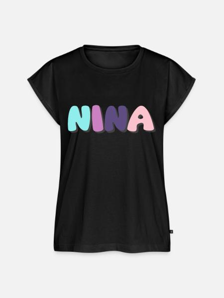 Name - Nina - Frauen Premium Bio Top - Schwarz