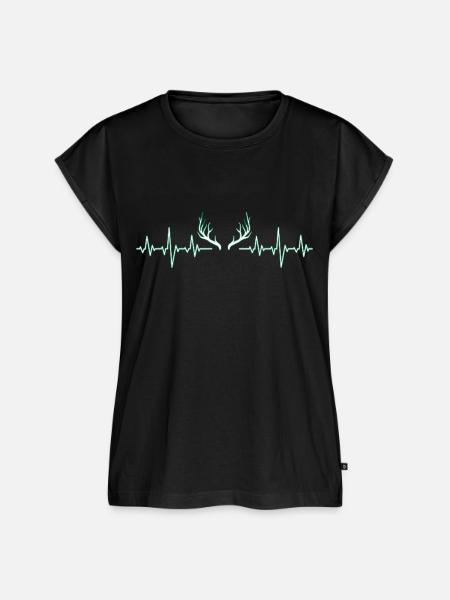 Hirsch - Frauen Premium Bio Top - Schwarz