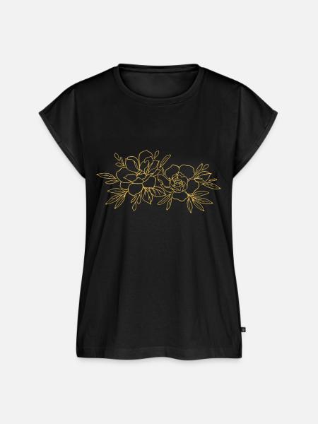 Zwei Rosen - Frauen Premium Bio Top - Schwarz