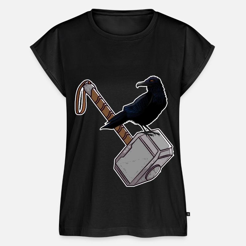 Thor Hammer Mjölnir Raven - Women’s Premium Organic Top - black