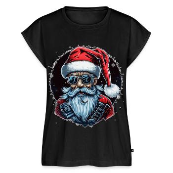 Old Rocker Santa Claus Rock n Roll Metal Christmas - Frauen Premium Bio Top - Schwarz - Vorne - AI Model Female 172 light (172cm)