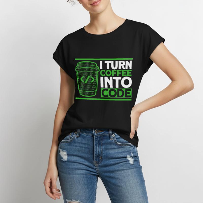 I Turn Coffee Into Code Software Developer Women’s Premium Organic Top