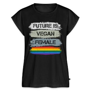 Future is Vegan Female and Colorful - Frauen Premium Bio Top - Schwarz - Vorne - AI Model Female 172 light (172cm)