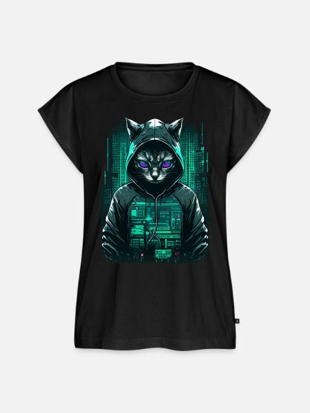 Cyber Hacker Katze - Frauen Premium Bio Top - Schwarz