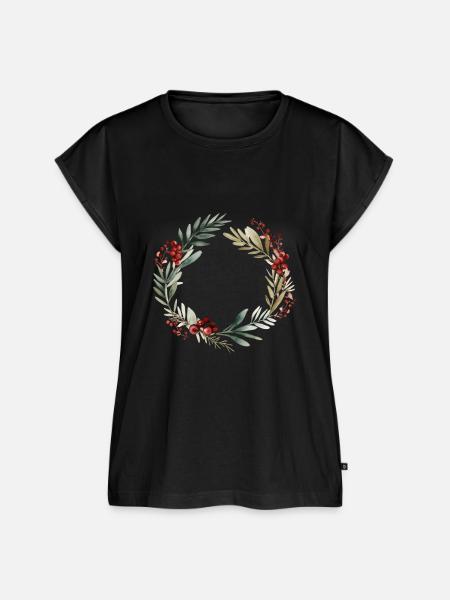 Weihnachtskranz Aquarell - Frauen Premium Bio Top - Schwarz