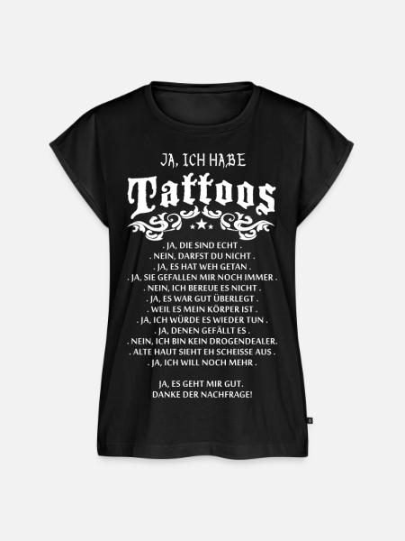 Ich habe Tattoos - Frauen Premium Bio Top - Schwarz