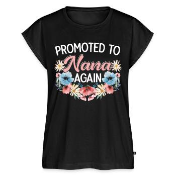 Befordrad till Nana Igen Baby Announcement Party - Ekologisk premium topp dam - svart - Fram - AI Model Female 172 light (172cm)