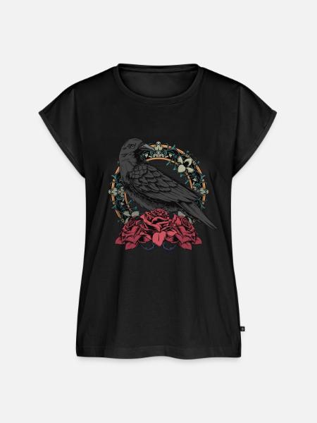 Rabe mit Rosenkranz - Frauen Premium Bio Top - Schwarz