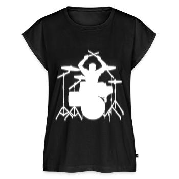 Rock und Metal Drummer - Frauen Premium Bio Top - Schwarz - Vorne - AI Model Female 172 light (172cm)