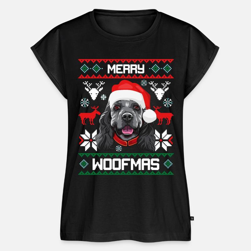Pull moche de chien de cocker de chien de merde Woofma - Haut bio Premium Femme - noir