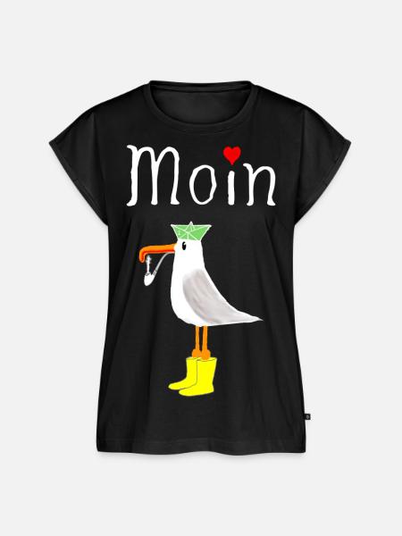 Moin Möwe Seemann - Frauen Premium Bio Top - Schwarz