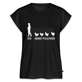 Ich Und Meine Follower Landwirt Huhn Hühner - Frauen Premium Bio Top - Schwarz - Vorne - AI Model Female 172 light (172cm)
