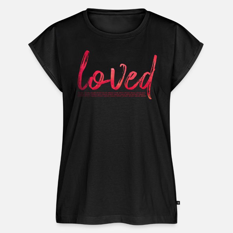 loved - script (red) - Women’s Premium Organic Top - black