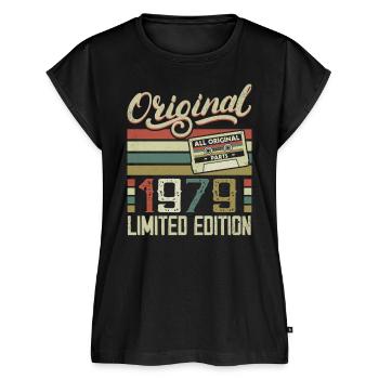 Vintage 1979 Retro Gift van de verjaardag 1979 - Vrouwen Premium Bio Top - zwart - Voor - AI Model Female 172 light (172cm)