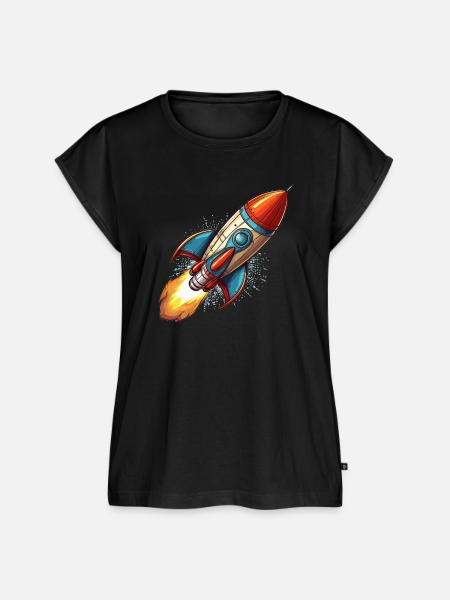 Rakete im Comic Stil - Frauen Premium Bio Top - Schwarz