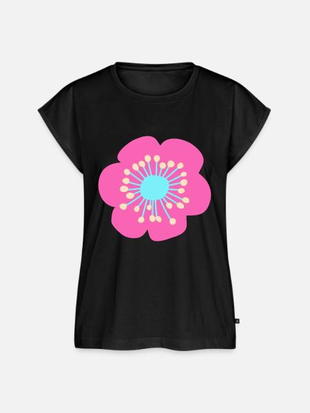 Blume pink und cyan - Frauen Premium Bio Top - Schwarz