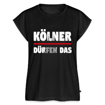 Kölner dürfen das - Frauen Premium Bio Top - Schwarz - Vorne - AI Model Female 172 light (172cm)