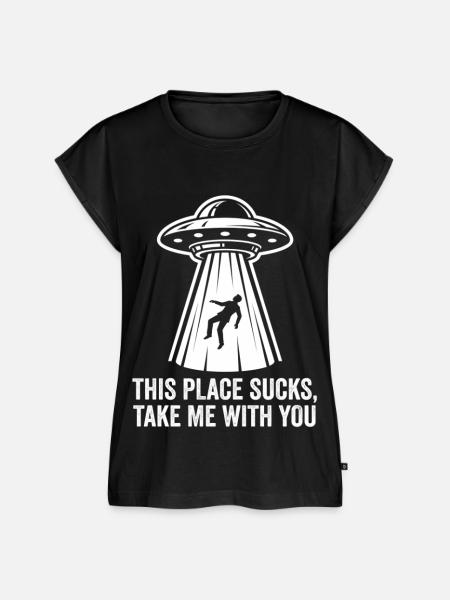 UFO-Entführungstext-Tee - Frauen Premium Bio Top - Schwarz