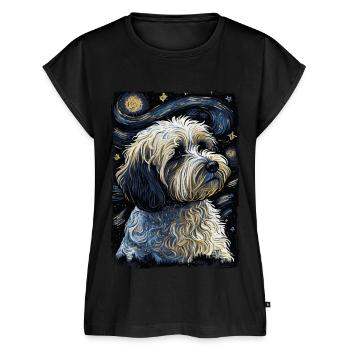Havaneser Starry Night - Frauen Premium Bio Top - Schwarz - Vorne - AI Model Female 172 light (172cm)