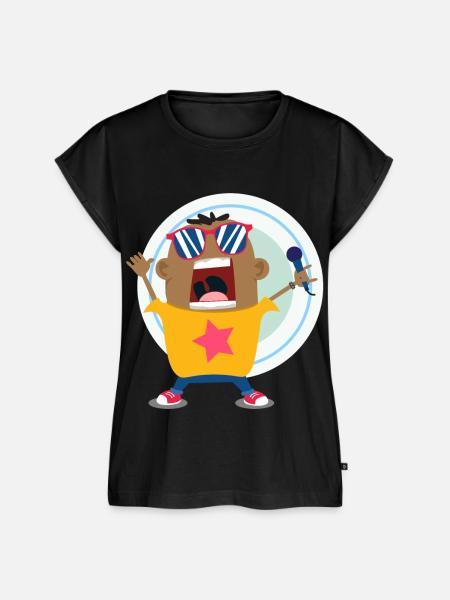 Singer Superstar Doodle Art - Frauen Premium Bio Top - Schwarz