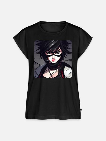 Anime Ninja Mädchen - Frauen Premium Bio Top - Schwarz