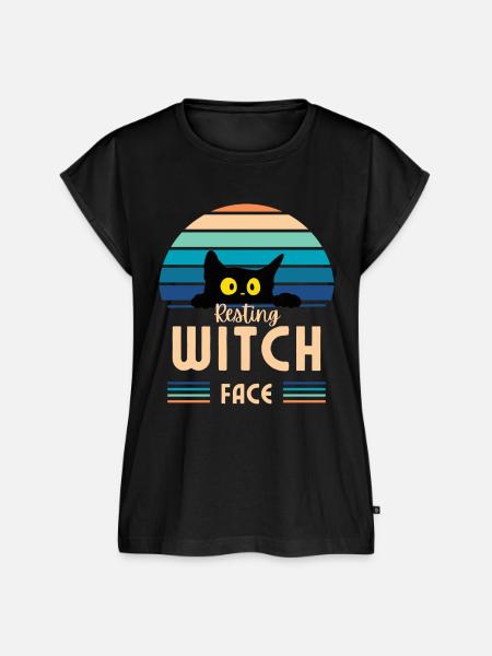 Resting witch face cat - Frauen Premium Bio Top - Schwarz