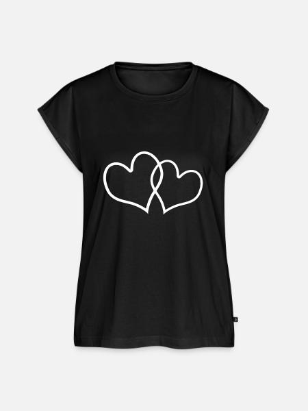 Herzen - Frauen Premium Bio Top - Schwarz