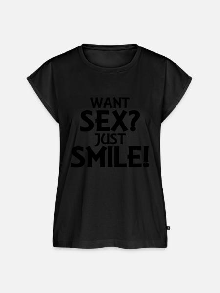 Want sex? Just smile! - Frauen Premium Bio Top - Schwarz