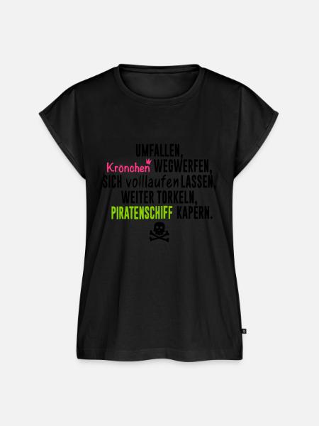 Krönchen vs Piratenschiff - Frauen Premium Bio Top - Schwarz