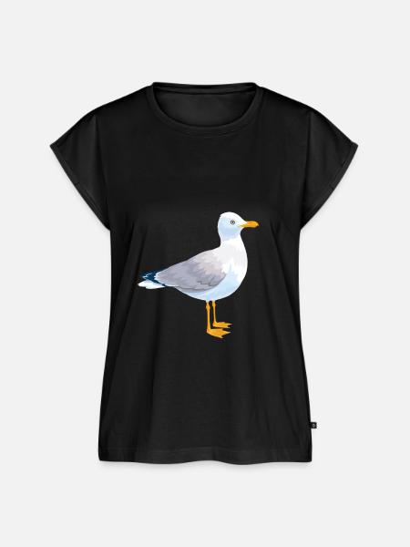 Möwen Seevögel Tshirt - Frauen Premium Bio Top - Schwarz