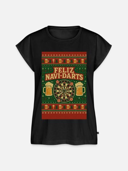 Feliz Navi Darts Weihnachts-Dartboard - Frauen Premium Bio Top - Schwarz